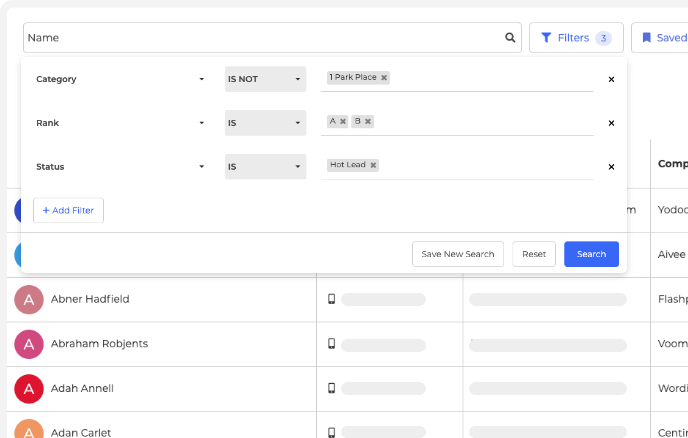 Advanced search filters in Wise Agent CRM for finding and segmenting real estate leads